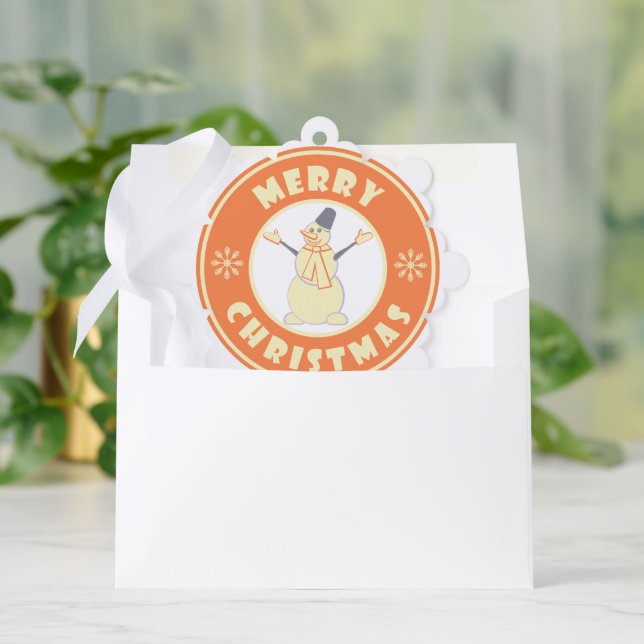 Carte Décorative Joyeux Noël heureux bonhomme de neige célèbre styl (Enveloppe)