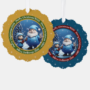 Carte Décorative Joyeux Noël Jaune Jaune Bleu Bleu Père Noël Photo