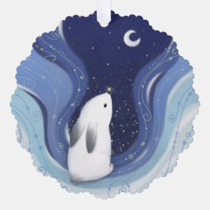 Carte Décorative Joyeux Noël : Lapin, la Lune et les étoiles