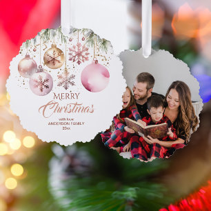 Carte Décorative Joyeux Noël moderne boho modèle de photo métalliqu