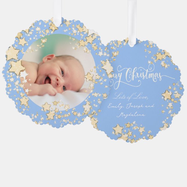 Carte Décorative Joyeux Noël nouveau bébé garçon (Recto/Verso)