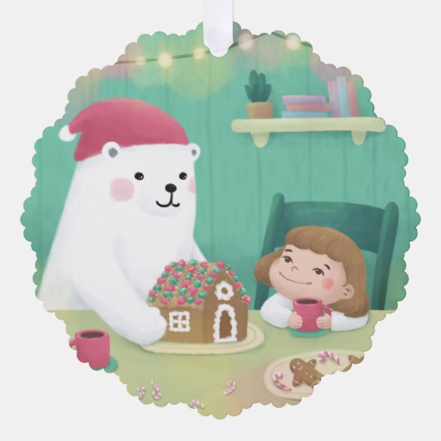 Carte Décorative Joyeux Noël : Ours Polaire & Enfant (Recto)