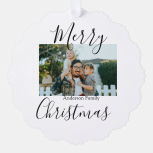 Carte Décorative Joyeux Noël photo de famille moderne élégant rusti