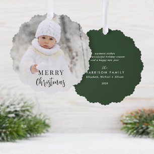 Carte Décorative Joyeux Noël Photo Green Holiday