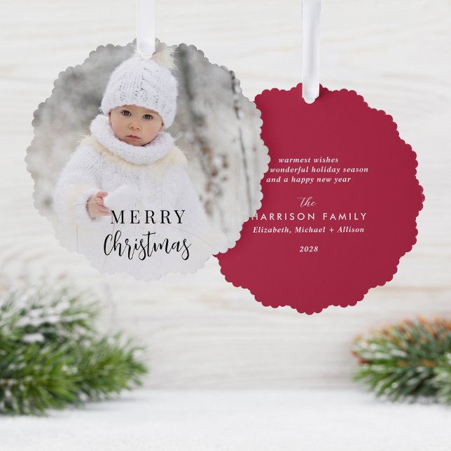 Carte Décorative Joyeux Noël Photo Holiday (Share the love and warmth of the holiday season with a photo paper ornament card)
