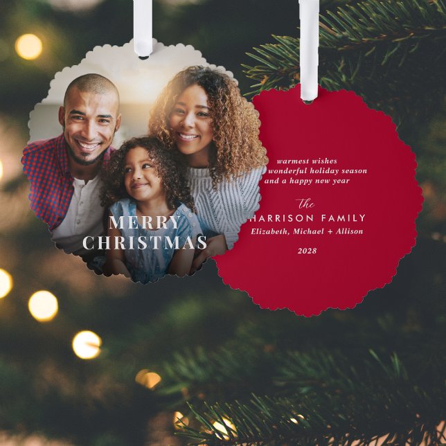 Carte Décorative Joyeux Noël Photo Overlay (Share the love and warmth of the holiday season with a photo paper ornament card)