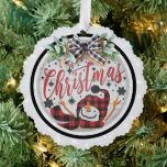 Carte Décorative Joyeux Noël Rouge Buffle Noir Plaid Snowman<br><div class="desc">Les ornements en papier les plus mignons viennent à vous sur une carte en papier avec un ruban à la mémoire chère pour avoir comme gardien pour toujours</div>