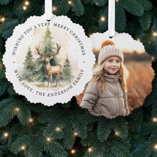 Carte Décorative Joyeux Noël simple élégant photo vert pin