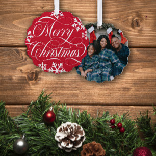 Carte Décorative Joyeux Noël tourbillonnant Snowflakes avec photo