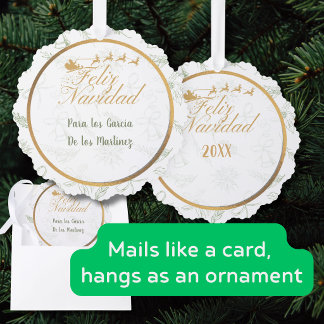 Carte Décorative Joyeux Noël Vert Sauge Et Toile Dorée