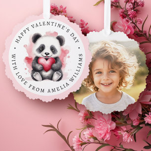 Carte Décorative Joyeux Valentines jour panda mignon avec photo de