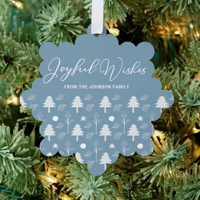 Carte Décorative Joyeux voeux Beau Bleu Personnalisé Noël (Insitu (Arbre))