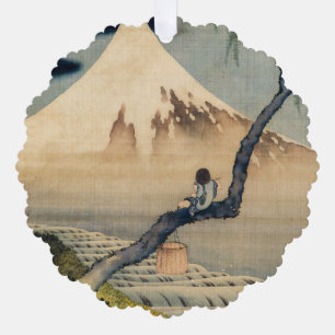 Carte Décorative Katsushika Hokusai - Garçon regardant le Mont Fuji