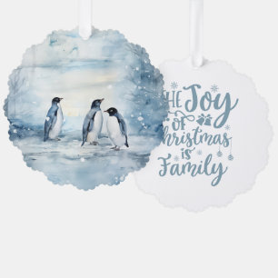 Carte Décorative La joie de Noël est la famille Famille de pingouin