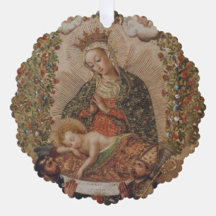 Carte Décorative La Vierge adorant le Christ Enfant Noël