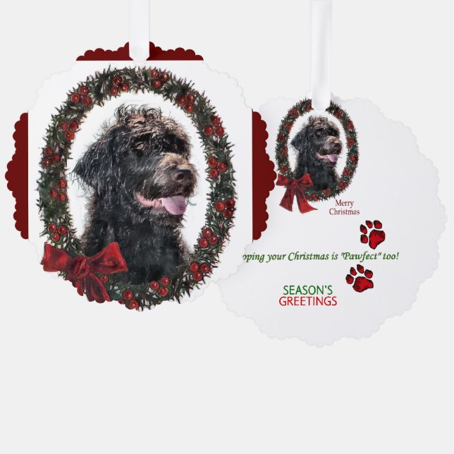 Carte Décorative Labradoodle Cadeaux de Noël (Recto/Verso)