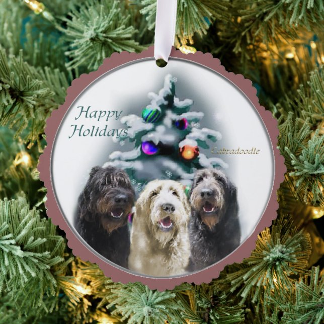 Carte Décorative Labradoodle Cadeaux de Noël (Insitu (Arbre))