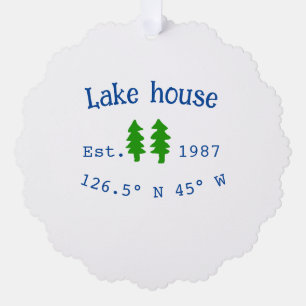Carte Décorative Lake house et. Date année coordonnées personnalisé
