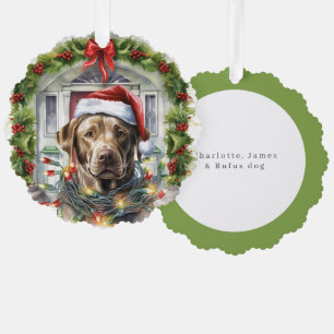 Carte Décorative Le Labrador à Santa Hat Fête de Noël