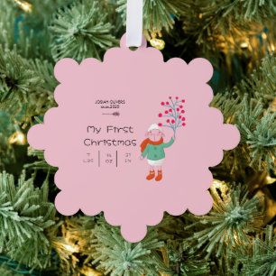 Carte Décorative Le premier Noël de bébé - Illustration d'un agneau