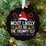 Carte Décorative Les Plus Probables D'Être L'Elfe Grumpy Drôle Noël<br><div class="desc">Les Plus Probables D'Être L'Elfe Grumpy Drôle Noël</div>