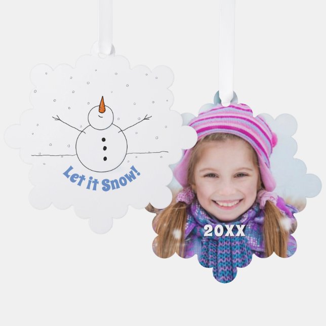 Carte Décorative Let is Snow Happy Snowman with Photo Back (Recto/Verso)