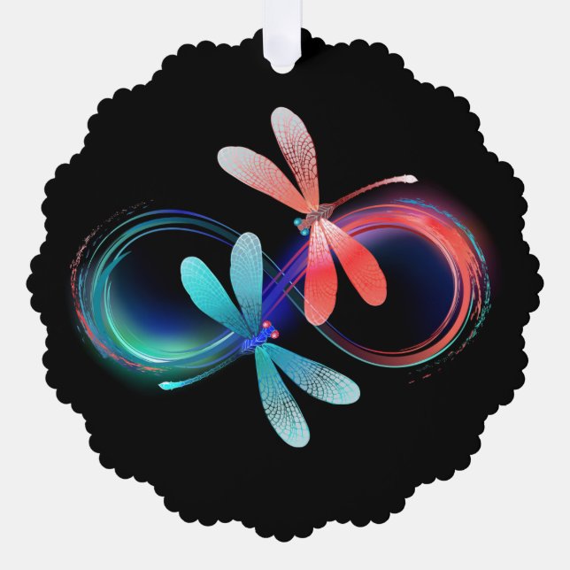 Carte Décorative L'infini avec des libellules lumineuses (Recto)