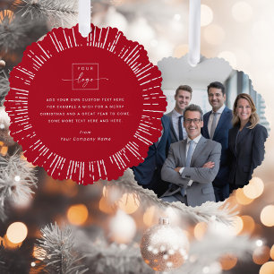 Carte Décorative Logo de la photo d'entreprise rouge profond Joyeux