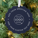 Carte Décorative Logo d'entreprise | Marine Blue Corporate Noël<br><div class="desc">Logo d'entreprise bleu marine simple et élégant,  décoré dans un style moderne et minimaliste. Vous pouvez facilement ajouter le logo de votre entreprise et le texte personnalisé (par ex. fêtes heureuses ou joyeux noël) pour la faveur promotionnelle parfaite de vacances avec une ambiance professionnelle d'entreprise. #logo #affaires #noël #ornement</div>