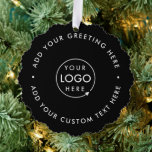 Carte Décorative Logo d'entreprise | Noir moderne minimaliste Noël<br><div class="desc">Logo d'entreprise noir simple et élégant, sur mesure, autour de l'ornement de Noël dans un style moderne et minimaliste. Vous pouvez facilement ajouter le logo de votre entreprise et le texte personnalisé (par ex. fêtes heureuses ou joyeux noël) pour la faveur promotionnelle parfaite de vacances avec une ambiance professionnelle d'entreprise....</div>