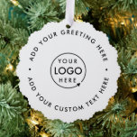 Carte Décorative Logo d'entreprise | Simple Noël épuré minimaliste<br><div class="desc">Logo d'entreprise blanc simple et élégant autour de l'ornement de Noël dans un style minimaliste moderne. Vous pouvez facilement ajouter le logo de votre entreprise et le texte personnalisé (par ex. fêtes heureuses ou joyeux noël) pour la faveur promotionnelle parfaite de vacances avec une ambiance professionnelle d'entreprise. #logo #affaires #noël...</div>