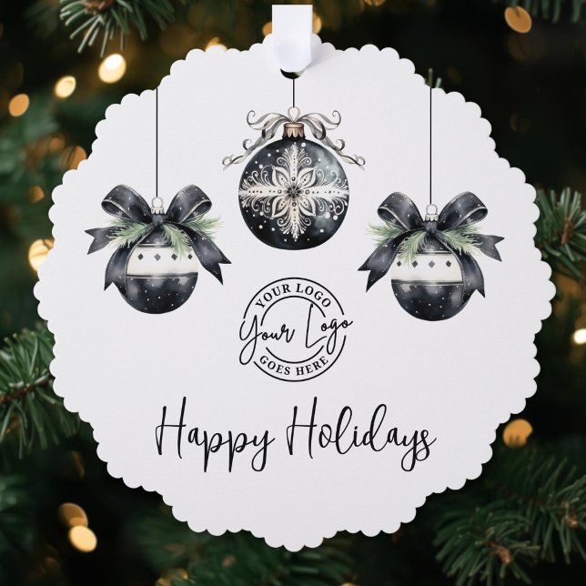 Carte Décorative Logo Simple Élégant Joyeuses Fêtes (Elegant Simple Logo Happy Holidays Ornament Card )