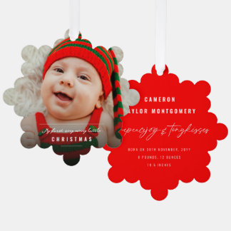 Carte Décorative Love Peace Joy Tiny Kisses 1er Noël de bébé