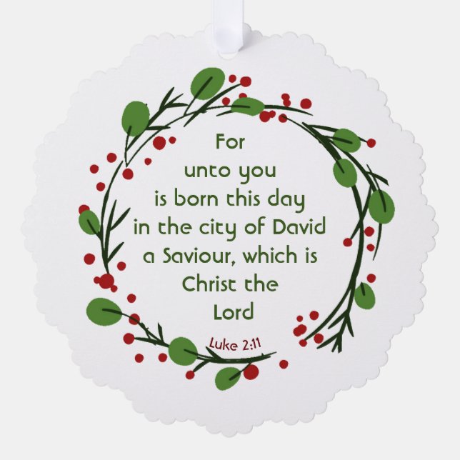Carte Décorative Luke 2:11 Christian Christmas Scripture Wreath (Recto)