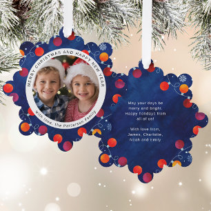 Carte Décorative Lumières Joyeux Noël Famille Photo Calligraphie