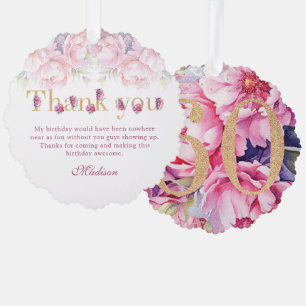 Carte Décorative Luxe 60e anniversaire Floral Pink Gold Parties sci