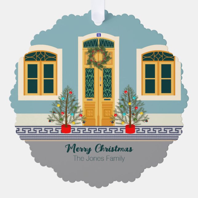 Carte Décorative Maison de fête portugaise de Noël (Recto)
