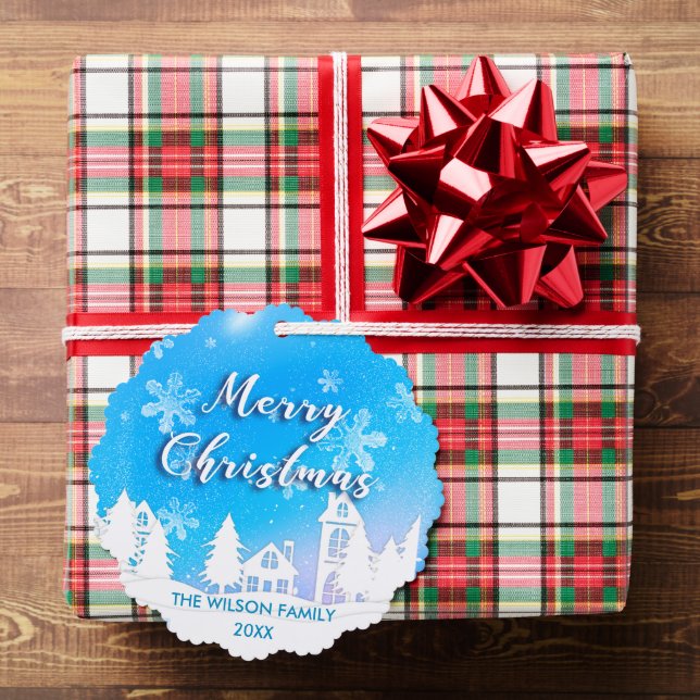 Carte Décorative Maison enneigée blanche Hiver bleu Pays des mervei (Insitu (Cadeau))