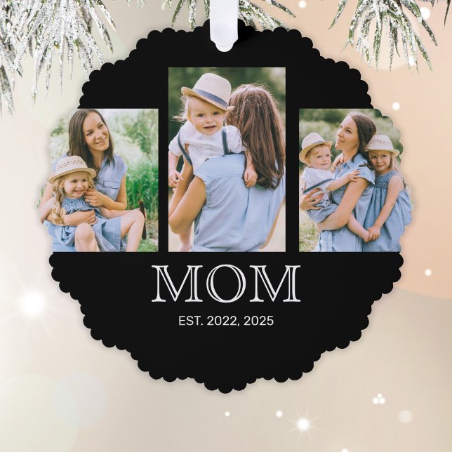 Carte Décorative Maman a établi Moderne 3 Photo Noir  (Créateur téléchargé)