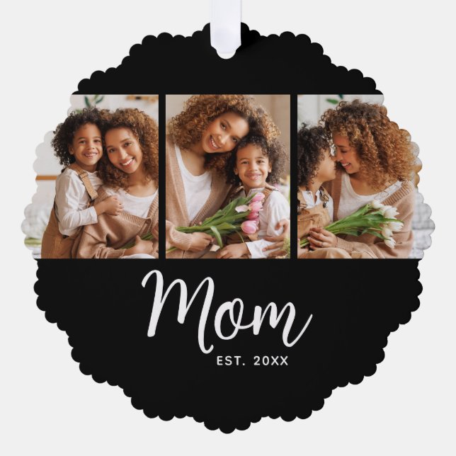 Carte Décorative Maman Date de Création Écriture Blanche sur Fond N (Recto)