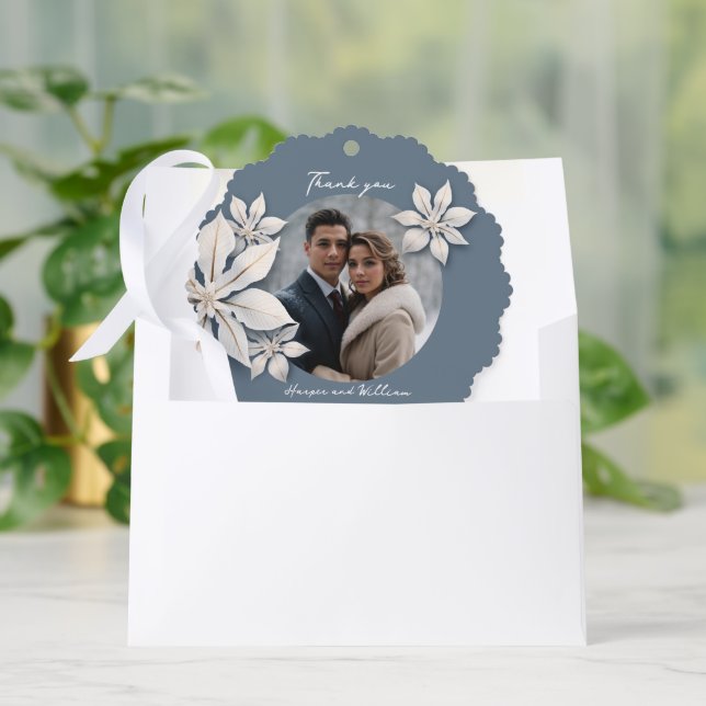 Carte Décorative Mariage photo florale d'hiver merci (Enveloppe)