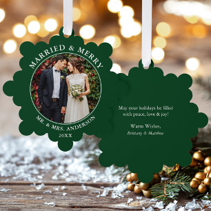 Carte Décorative Marry et Joyeux Mariage photo vert