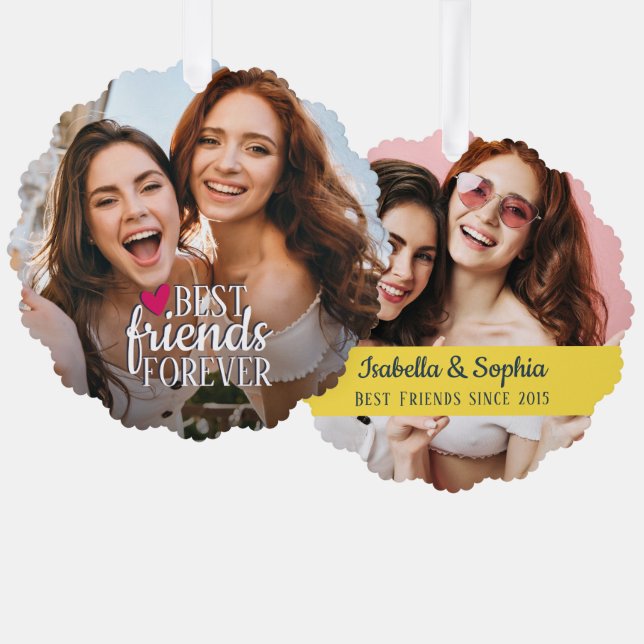 Carte Décorative Meilleurs amis pour toujours BFF 2 photos amitié (Recto/Verso)