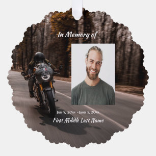Carte Décorative Mémorial chrétien personnalisé Photo Moto Biker