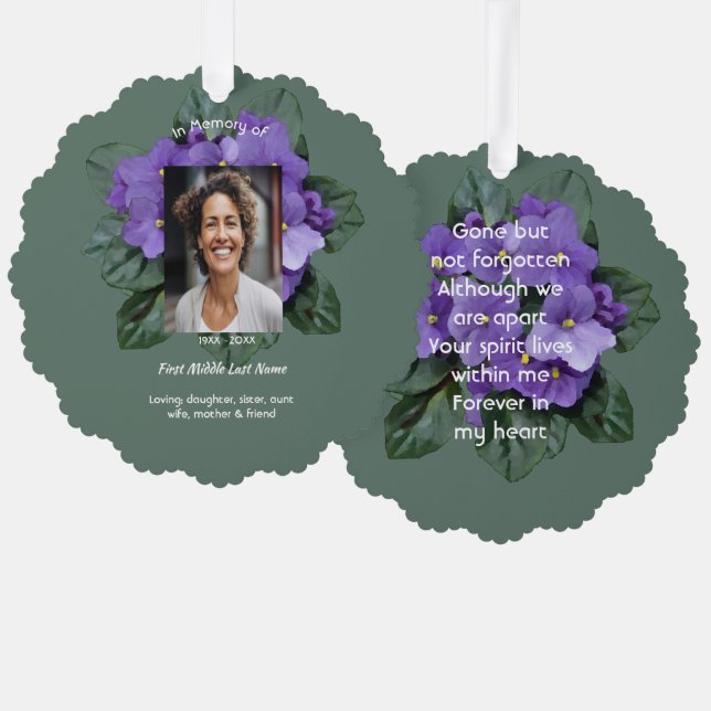 Carte Décorative Memorial Keepsake African Violet (Recto/Verso)
