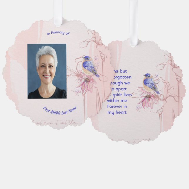 Carte Décorative Memorial Keepsake  Bluebird Garden  (Recto/Verso)