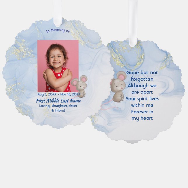 Carte Décorative Memorial Keepsake Cute Little Mouse Children (Recto/Verso)