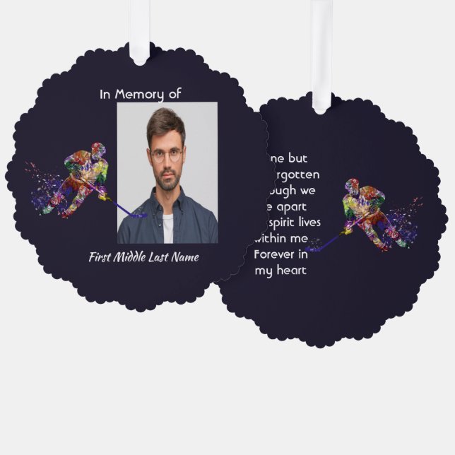 Carte Décorative Memorial Keepsake Hockey Player Sport (Recto/Verso)