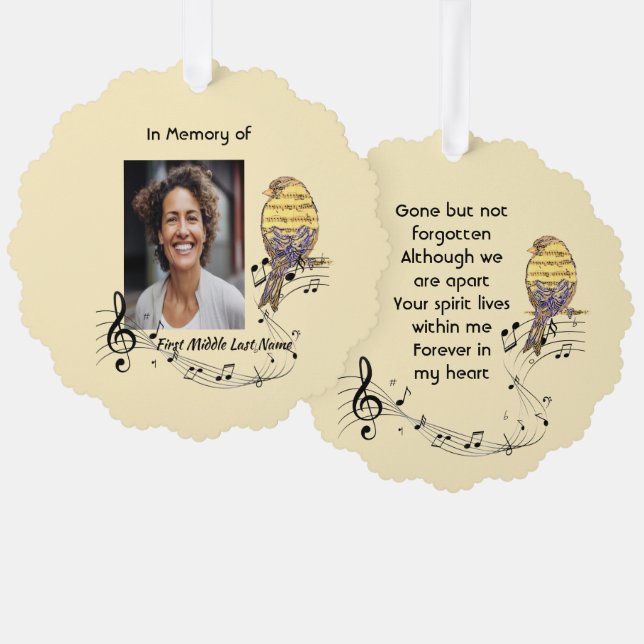 Carte Décorative  Memorial Keepsake Music Bird (Recto/Verso)