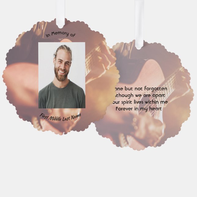 Carte Décorative Memorial Keepsake Musician Piano Guitar (Recto/Verso)